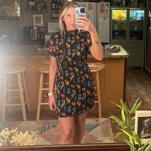 SO CUTE Black Floral Babydoll Mini Ruffled Dress